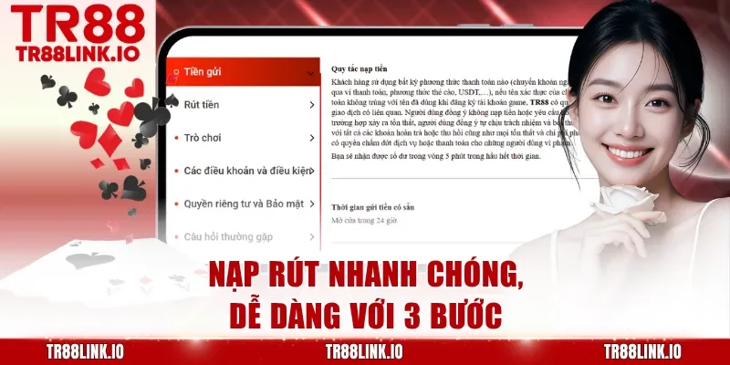 Nạp rút nhanh chóng, dễ dàng với 3 bước